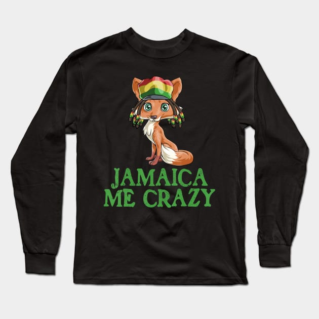 Jamaican Me Crazy Flag Fox T shirt Hair Funny Reggae Gift Long Sleeve T-Shirt by jrgenbode